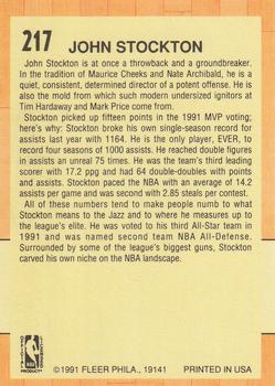 1991-92 Fleer #217 John Stockton Back