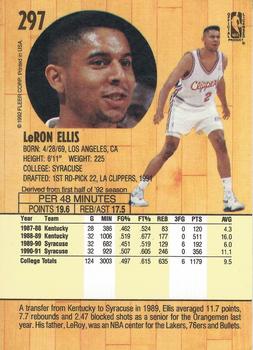 1991-92 Fleer #297 LeRon Ellis Back