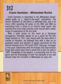 1991-92 Fleer #312 Frank Hamblen Back