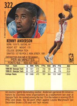 1991-92 Fleer #322 Kenny Anderson Back