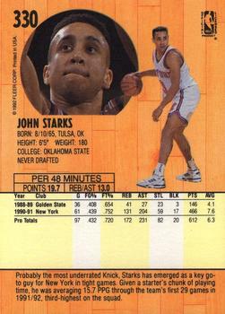 1991-92 Fleer #330 John Starks Back