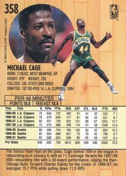 1991-92 Fleer #358 Michael Cage Back