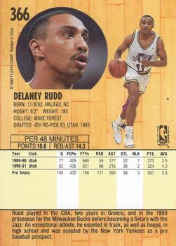 1991-92 Fleer #366 Delaney Rudd Back