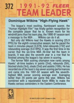 1991-92 Fleer #372 Dominique Wilkins Back