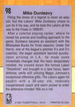 1991-92 Fleer #98 Mike Dunleavy Back