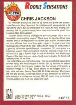 1991-92 Fleer - Rookie Sensations #8 Chris Jackson Back