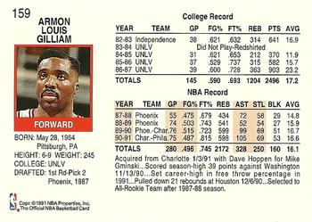 1991-92 Hoops #159 Armon Gilliam Back