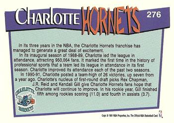 1991-92 Hoops #276 Charlotte Hornets Back