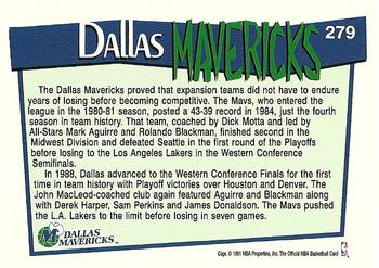 1991-92 Hoops #279 Dallas Mavericks Back
