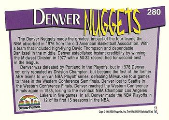 1991-92 Hoops #280 Denver Nuggets Back