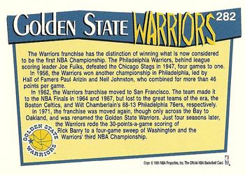 1991-92 Hoops #282 Golden State Warriors Back