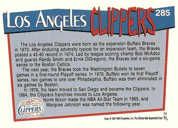 1991-92 Hoops #285 Los Angeles Clippers Back