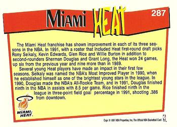 1991-92 Hoops #287 Miami Heat Back