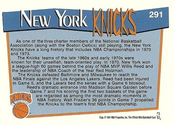1991-92 Hoops #291 New York Knicks Back