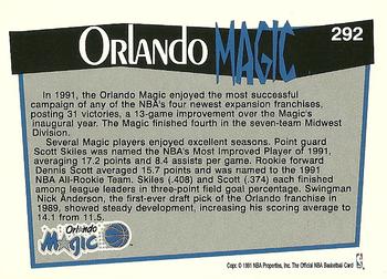 1991-92 Hoops #292 Orlando Magic Back