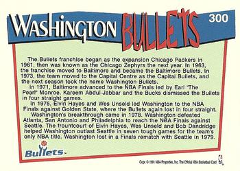 1991-92 Hoops #300 Washington Bullets Back