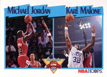 1991-92 Hoops #306 Michael Jordan / Karl Malone Front