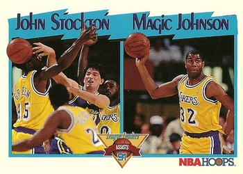 1991-92 Hoops #312 John Stockton / Magic Johnson Front