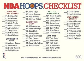 1991-92 Hoops #329 Checklist #3: 171-282 Back