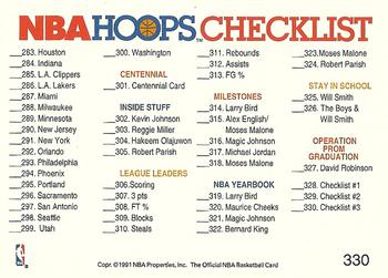 1991-92 Hoops #330 Checklist #2: 115-170 and 283-330 Back