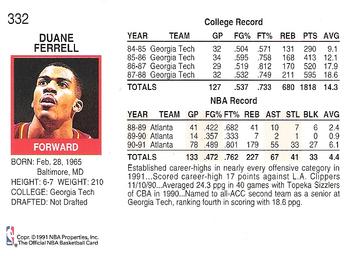 1991-92 Hoops #332 Duane Ferrell Back