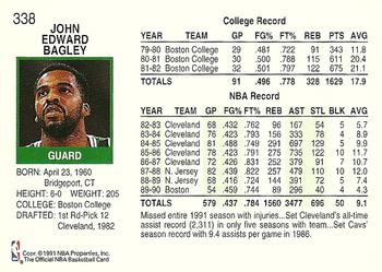 1991-92 Hoops #338 John Bagley Back