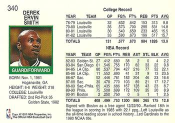 1991-92 Hoops #340 Derek Smith Back