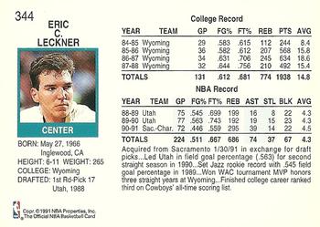 1991-92 Hoops #344 Eric Leckner Back