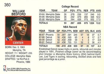 1991-92 Hoops #360 William Bedford Back