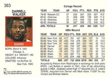 1991-92 Hoops #363 Darrell Walker Back