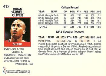 1991-92 Hoops #412 Brian Oliver Back