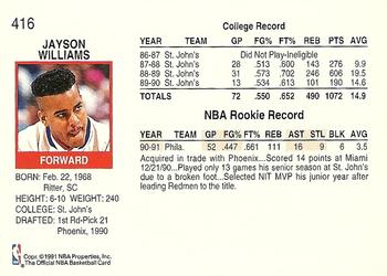1991-92 Hoops #416 Jayson Williams Back