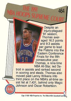 1991-92 Hoops #464 Isiah Thomas Back