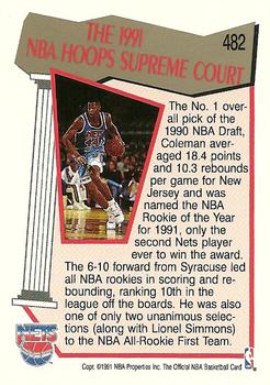 1991-92 Hoops #482 Derrick Coleman Back