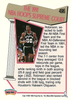 1991-92 Hoops #496 David Robinson Back