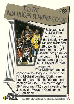 1991-92 Hoops #499 Karl Malone Back