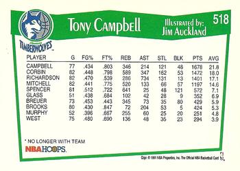 1991-92 Hoops #518 Tony Campbell Back