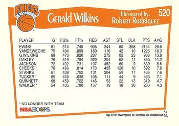 1991-92 Hoops #520 Gerald Wilkins Back