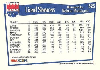 1991-92 Hoops #525 Lionel Simmons Back