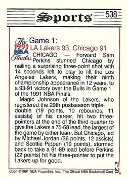 1991-92 Hoops #538 Perkins' 3-Pointer Gives Lakers 1-0 Lead Back