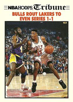 1991-92 Hoops #539 Bulls Rout Lakers To Even Series 1-1 Front