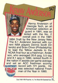 1991-92 Hoops #547 Kenny Anderson Back