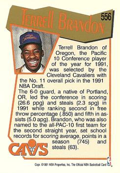 1991-92 Hoops #556 Terrell Brandon Back
