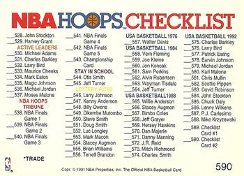 1991-92 Hoops #590 Checklist #5: 449-590 Back