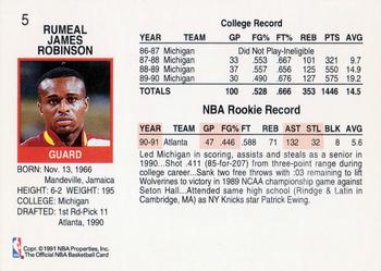 1991-92 Hoops #5 Rumeal Robinson Back