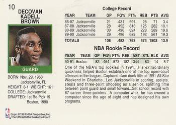 1991-92 Hoops #10 Dee Brown Back