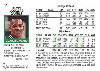 1991-92 Hoops #11 Kevin Gamble Back