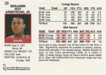 1991-92 Hoops #26 B.J. Armstrong Back