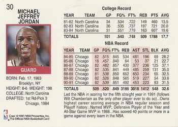 1991-92 Hoops #30 Michael Jordan Back