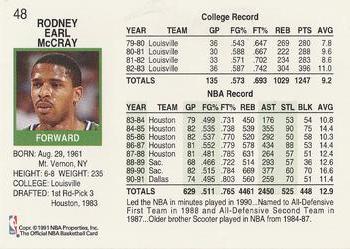 1991-92 Hoops #48 Rodney McCray Back